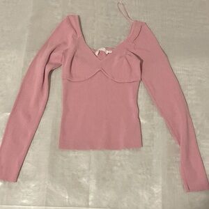 Astr Pink Long Sleeve Crop Top medium